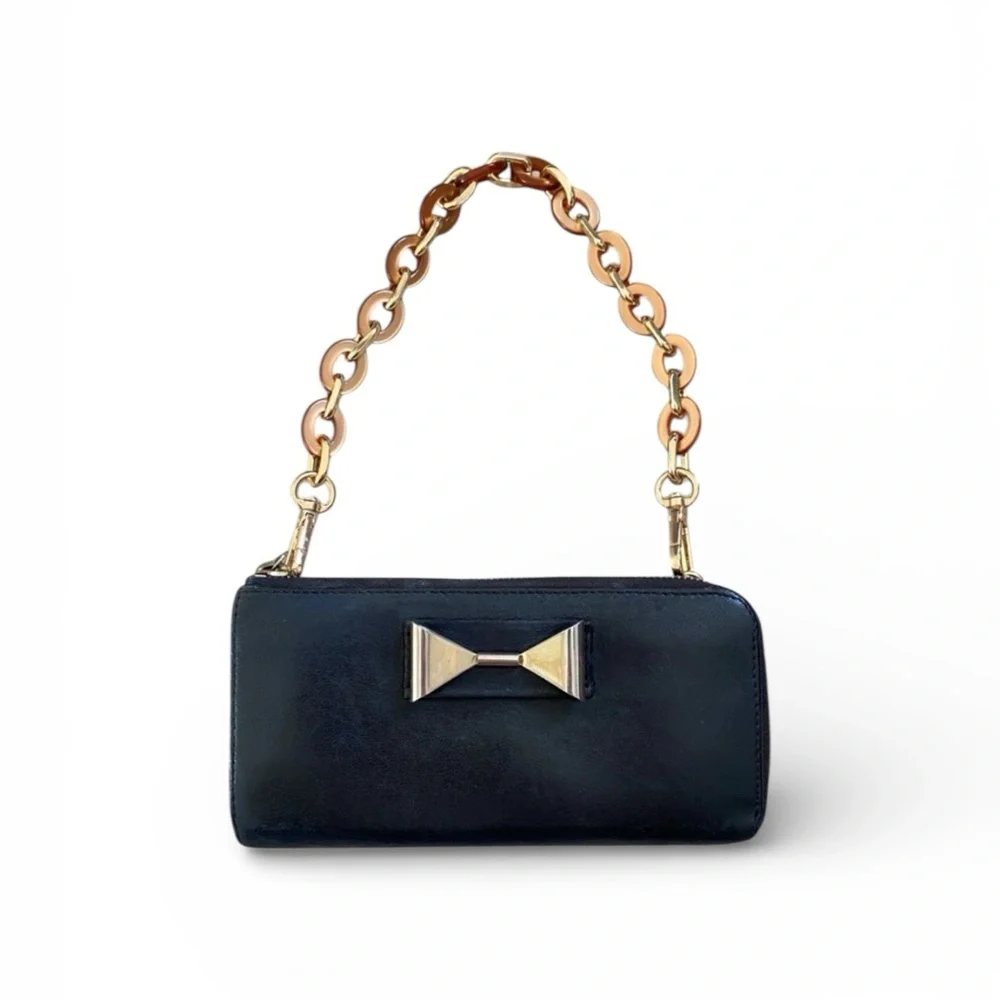 Chloe leather wallet on chain mini shoulder bag black gold - Picture 1 of 14